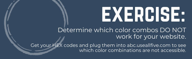 exercise to determine if your website's color combinations are ada compliant