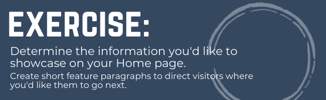 determine the information for the homepage
